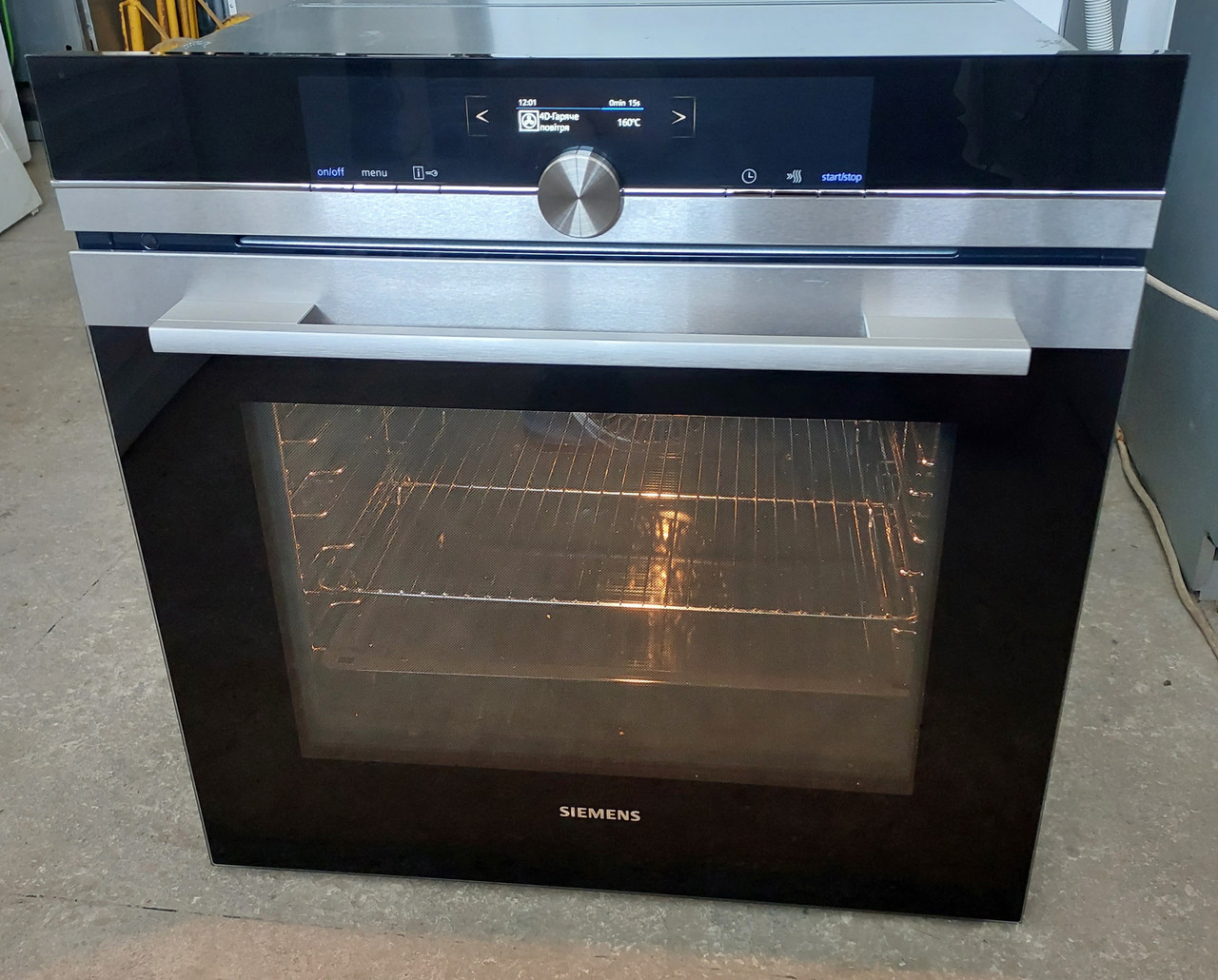 Духова шафа духовка Siemens HB672GBS1 activeClean піроліз текст меню, фото 1
