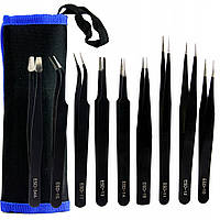 Набір з 9 прецизійних пінцетів Tweezers Case Steel MAR-POL M66799