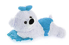 М'яка іграшка ведмедика 45 см білий із блакитним