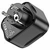 Мережевий адаптер 1 розетка + 2USB + Type-C + QC HOCO NS3 Black, фото 2
