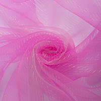Ткань органза хамелеон полоски ярко-розовая