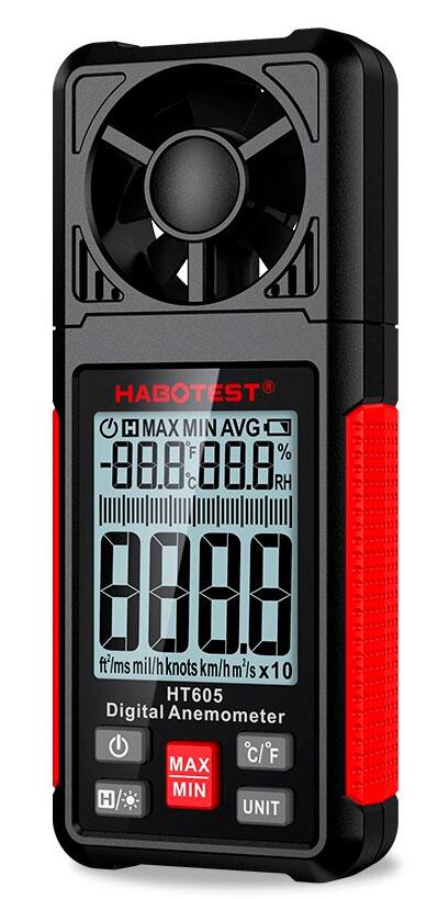 HT605 анемометр HABOTEST, вимірювання швидкості: 0,70 - 30,00 м/с, вологості та температури повітря
