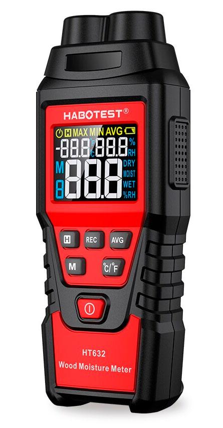 HT632 вимірювач вологості деревини HABOTEST, від 0% до 99,9%, вимювання температури та вологості повітря.