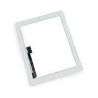 Тачскрін (сенсор) зі склом для iPad New 3, iPad 4, колір білий, в рамці, оригінал