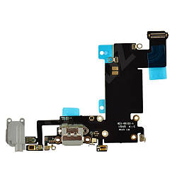 Шлейф для iPhone 6S Plus (5.5) з роз'ємами зарядки і гарнітури, колір сірий, Китай високої якості