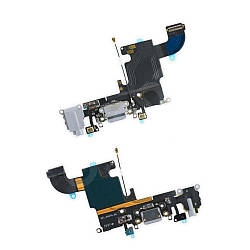 Шлейф для iPhone 6S (4.7) з роз'ємами заряджання та навушників, мікрофоном, колір сірий, Китай високого ка