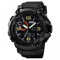 Цифровий спортивно тактичний годинник Skmei 1520BK All Black, Ударостійкий кварцовий вологостійкий годинник скмей