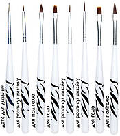 Набір пензлів LPnails для манікюру, педикюру та дизайну нігтів берізка 8 штEStyle