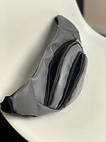 Бананка шкірозамінник чоловіча світло сіра. Молодіжна бананка повсякденна. Сумка через плече сіра, фото 3