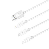 Кабель Hoco X1 3-in-1 Lightning + Micro+Type-C (1m) (white) 30813