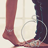 Жіночий браслет серце ланцюжок на ногу з подвійним серцем, фото 2