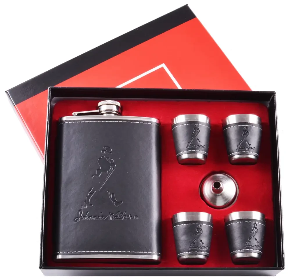 Подарунковий набір 6в1 з флягою 256мл, чарками, лійкою, "Johnnie Walker", фото 1