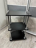 Тележка косметологическая черная с полками