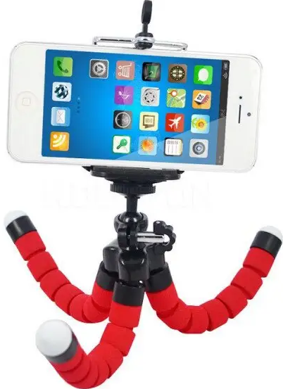 Гнучкий портативний міні-штатив, тринога MADORU настільний для телефону, планшета, червоний AVADONA, фото 1