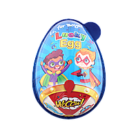 Яйцо пластиковое Lucky egg с игрушкой-сюрпризом и конфетами для мальчика