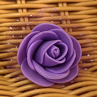 Роза с фатином латексная (фоамиран), бутон 3 см - фиолетовый КР