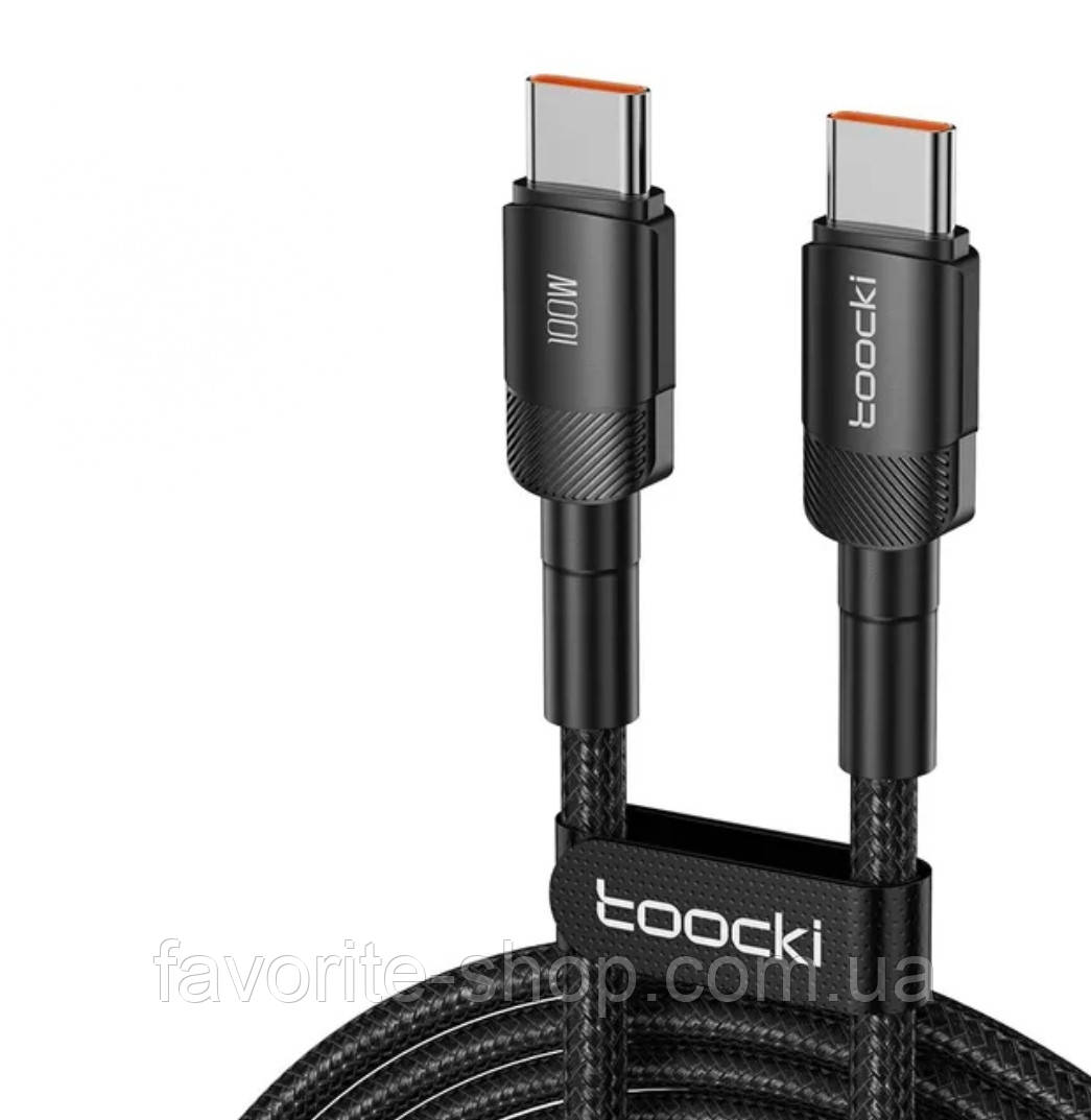Кабель Toocki Type-C to Type-C 100W (3.0m) black, фото 1