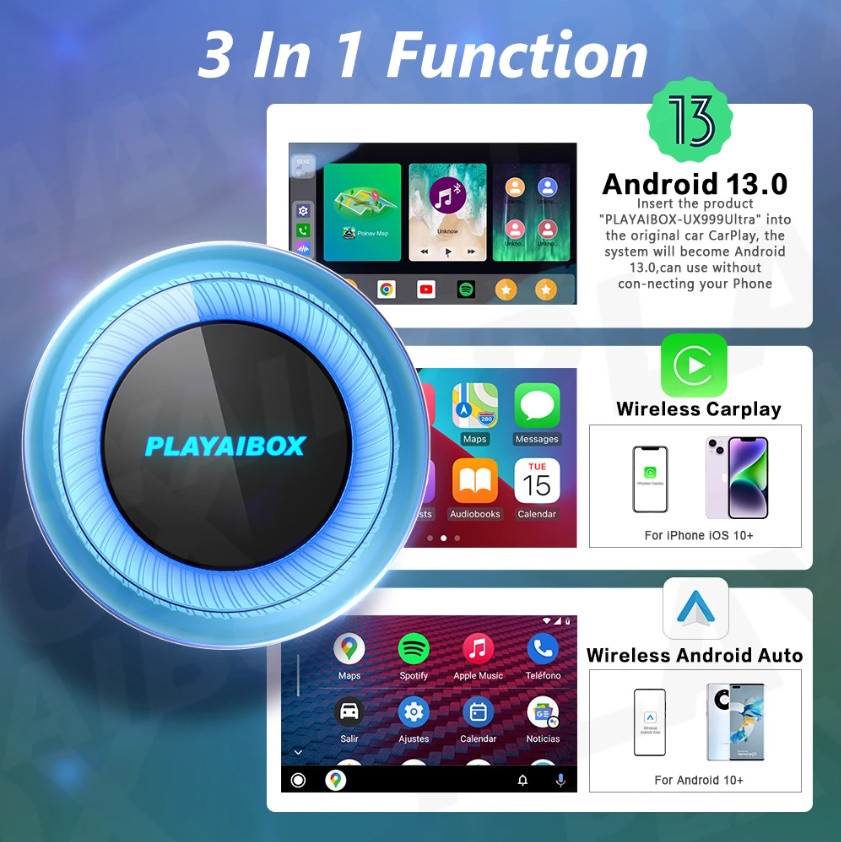 PLAYAIBOX UX999 PLUS2.0 4/64Gb Snapdragon 665 Android 13 CarPlay ...