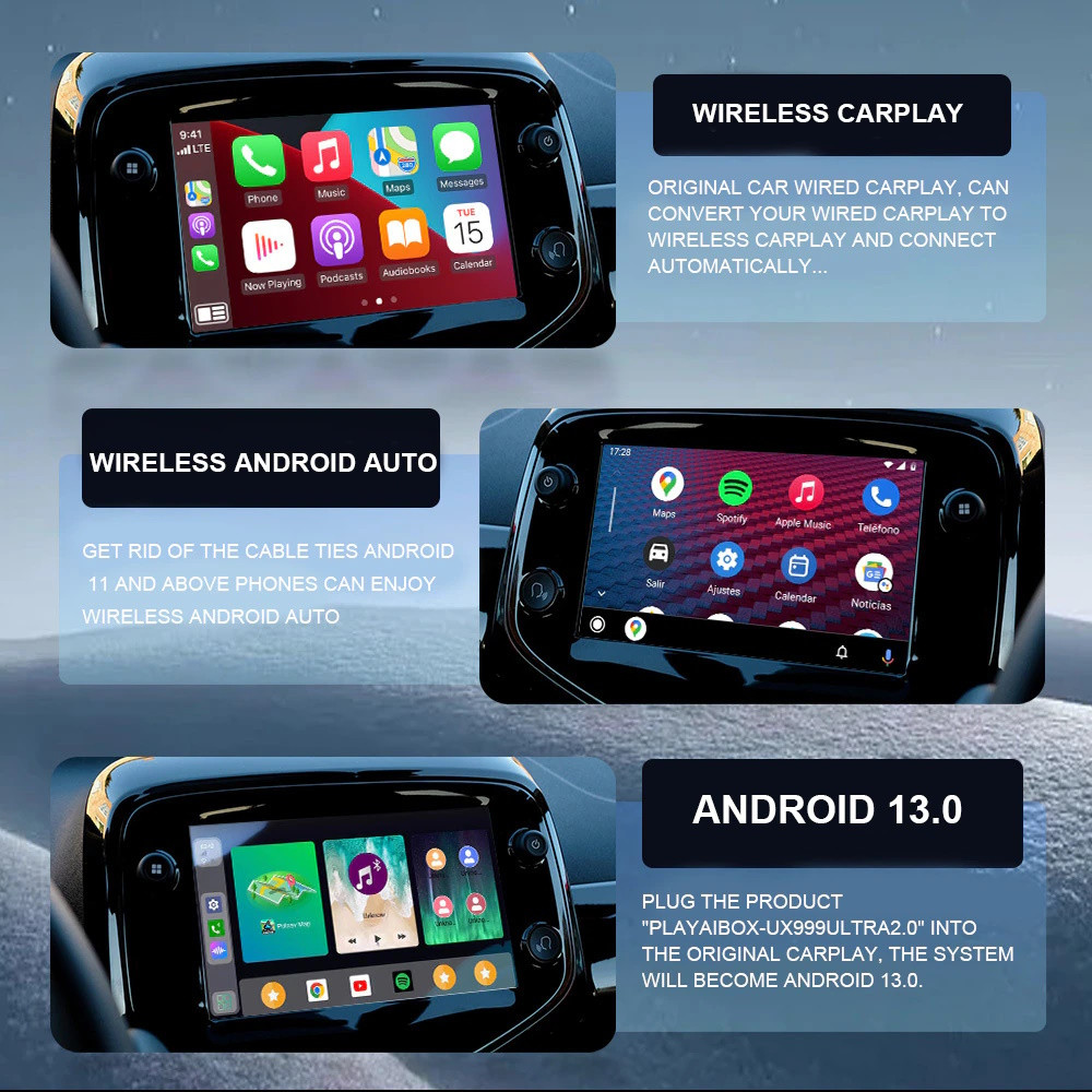 PLAYAIBOX UX999 PLUS2.0 4/64Gb Snapdragon 665 Android 13 CarPlay ...