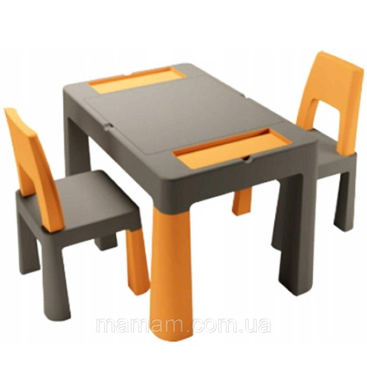 Комплект дитячих меблів: стіл і два стільці Tega Baby Multifun Graphite/Mustard, фото 1