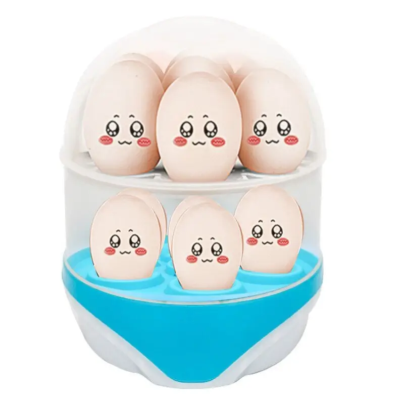 Дворівнева яйцеварка-пароварка на 12 яєць електрична, блакитний