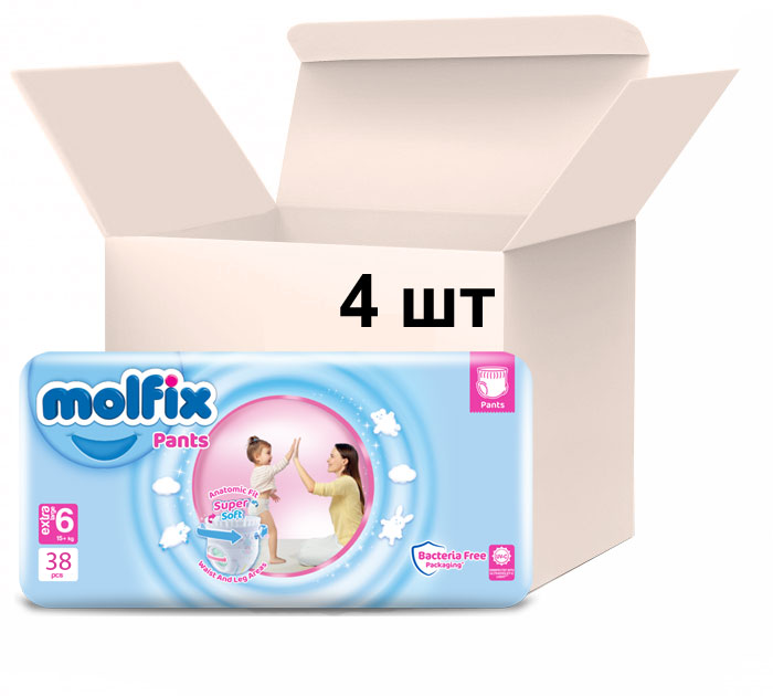 Упаковка підгузків-трусиками для дітей Molfix Jumbo 6 extra large 15-22 кг 4 пачки х 42 шт