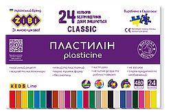 Пластилін CLASSIC 24 кольорів 480г KIDS Line ZB.6236