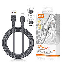 Кабель USB to Type-C LDNIO LS811 30W, быстрая зарядка, 1м, тип с, черный