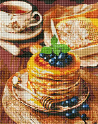 AMO7498 Алмазна мозаїка на підрамнику Медові панкейки 40х50 см, фото 1