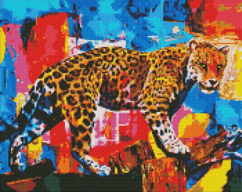 AMO7503 Алмазна мозаїка на підрамнику Якравий леопард 40х50 см