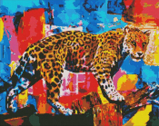 AMO7503 Алмазна мозаїка на підрамнику Якравий леопард 40х50 см, фото 1