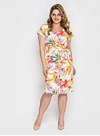 Стильное летнее платье с оригтнальным принтом до колена большого размера от 52 до 58 54