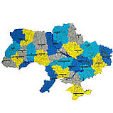 Середній Фігурний Дерев'яний Пазл Woods Story Карта України Жовто-Блакитна L, фото 4