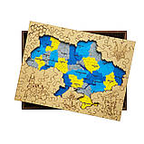 Середній Фігурний Дерев'яний Пазл Woods Story Карта України Жовто-Блакитна L, фото 6