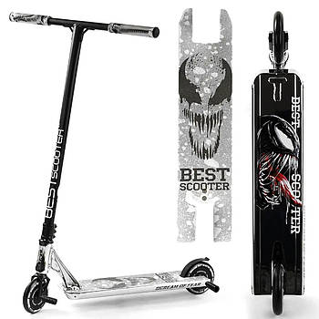 Дитячий трюковий самокат (алюміній, HIC-система, пеги, колеса PU 120 мм) Best Scooter Simbiote 65030 Сірий