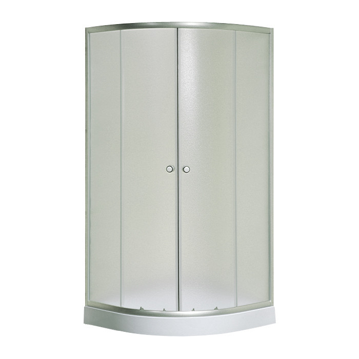 Душова кабіна 100х100 см на низькому піддоні, рама сатин, скло матове фабрік Fabio