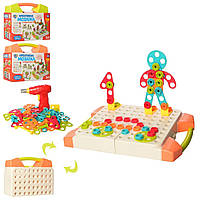 Мозаика болтовая Limo Toy (129 деталей, шуруповерт, 2 цвета, на батарейках, в чемодане) M 5480