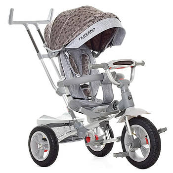 Дитячий триколісний велосипед із батьківською ручкою TURBO TRIKE M 4058HA-23S Сірий