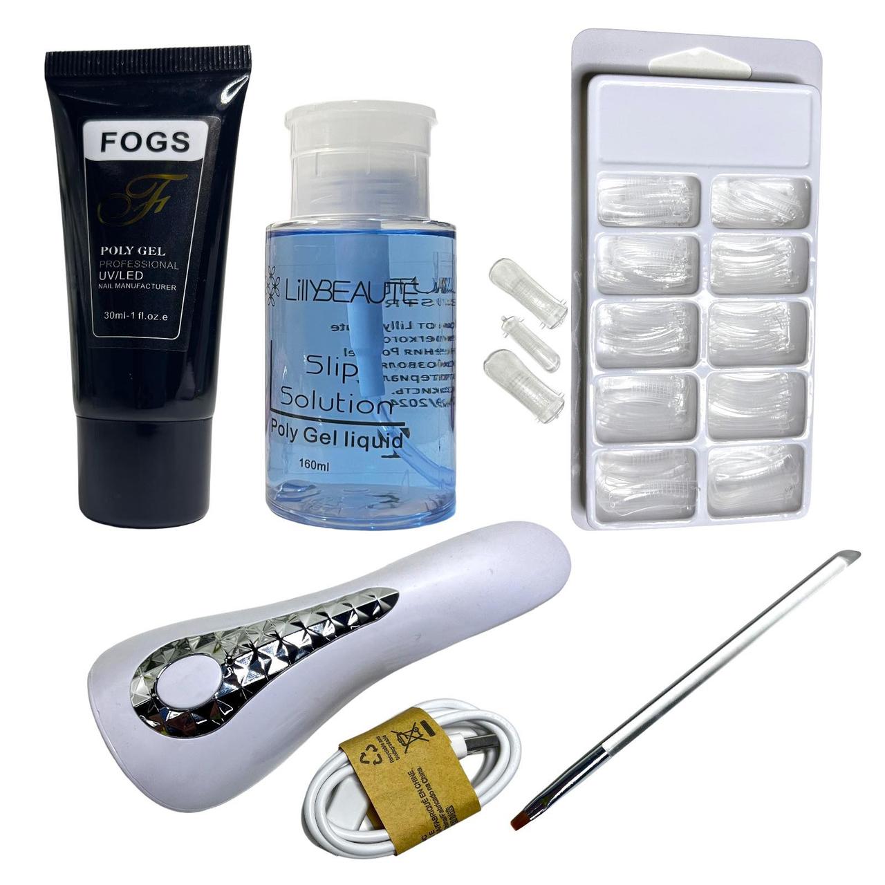 Набір для нарощування нігтів полігелем (лампа на акумуляторі)