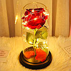 Троянда у колбі з LED підсвічуванням 15,5х5,5 см, A54 Червона із зеленим / Вічна троянда у скляній колбі, фото 5