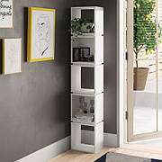 Стелаж для дому, стильна етежарека з ДСП 5 відкритих відсіків, Білий