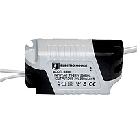 Драйвер для LED светильника 3-6W Input: AC175-265V Output: DC9-18V 300mA