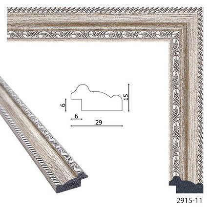 Фоторамка 50х70 см., срібний з обрамленням, багет 2915-11, фото 2