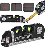 Універсальний лазерний рівень Fixit Laser Level PRO 3 нівелір рідинний з вбудованою рулеткою та лінійкою 4EStyle