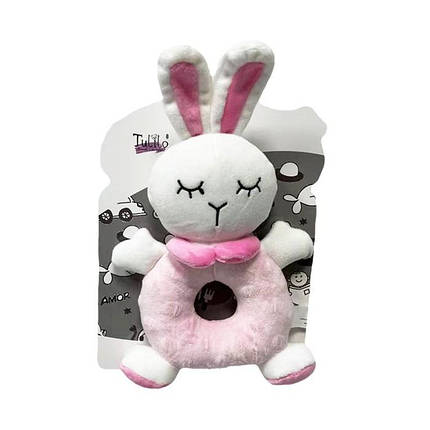 Іграшка брязкальце плюшева Tulilo Кролик рожевий, фото 2