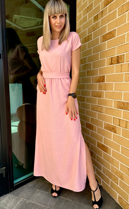 Жіноча довга сукня в світло-рожевому кольорі. Розмір 44-46, 48-50, 52-54, 56-58