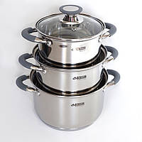 Набір каструль Benson із силіконовими ручками на 6 предметів