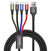 Кабель Baseus 4в1 (USB - Lightning+MicroUSB+Type-C-2) 1.2м