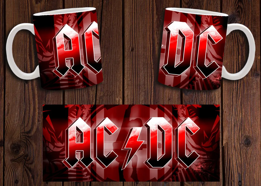 Чашка біла керамічна "AC/DC" рок група АС ДС ABC