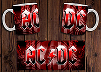 Чашка белая керамическая  "AC/DC" рок группа АС ДС  ABC